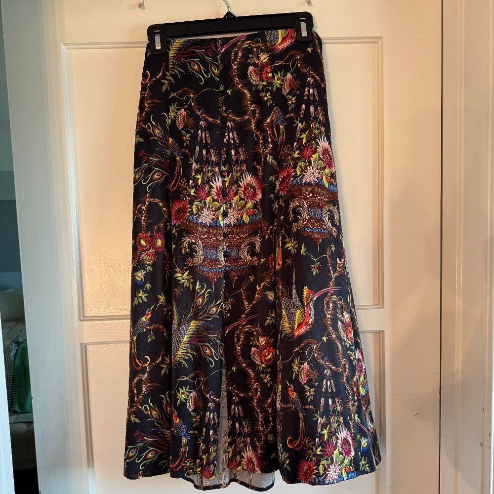 Maeve Skirt (Anthropologie Brand) Black with Multi Color Floral Background